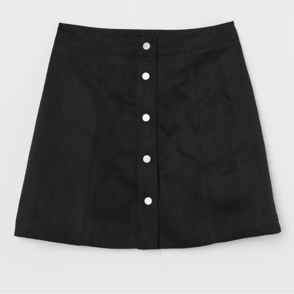 H&M Divided Buttoned Black Denim Jean Mini Skirt